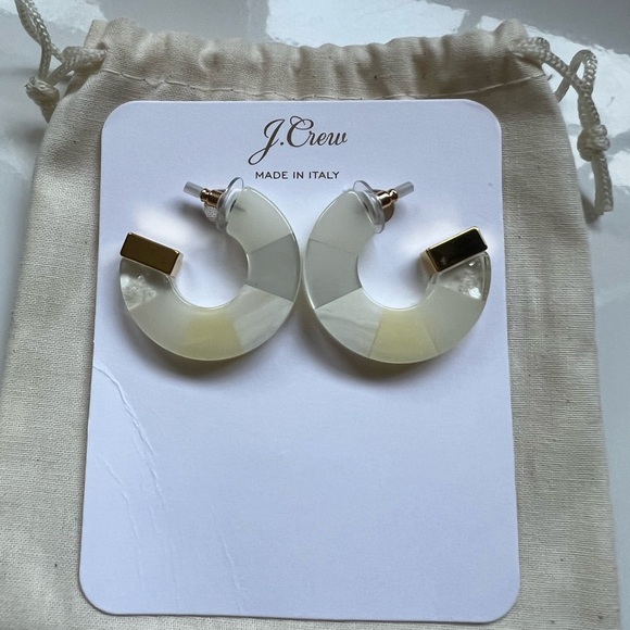 J. Crew Cream and Gold Circular Hoop Earrings - Picture 3 of 4